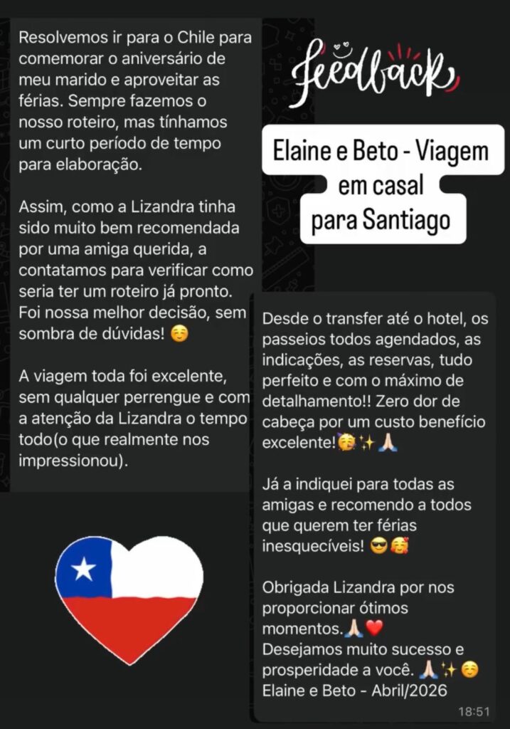Depoimento - Roteiro de Viagem ao Chile